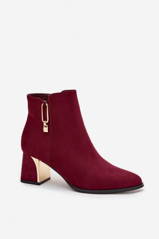 Bordeauxfarbene Damen-Stiefeletten mit goldenen Details „Kalivra" Bordeauxfarbene Damen-Stiefeletten mit goldenen Details „Kalivra"