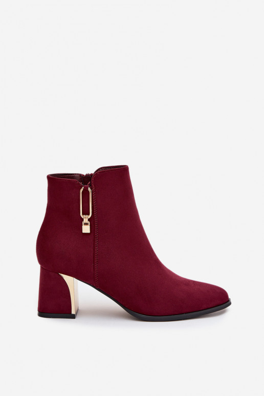 Bordeauxfarbene Damen-Stiefeletten mit goldenen Details „Kalivra" Bordeauxfarbene Damen-Stiefeletten mit goldenen Details „Kalivra"