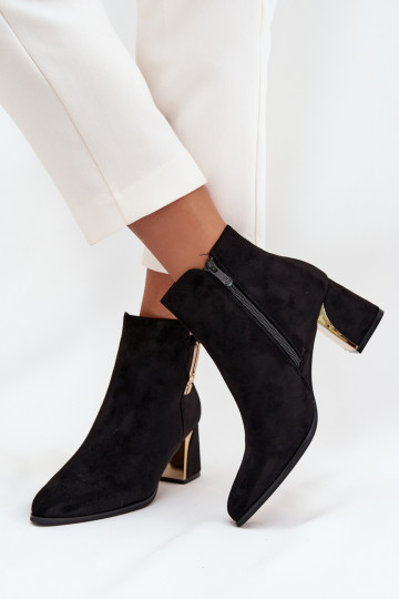 Schwarze Damen-Stiefeletten mit goldenen Details „Kalivra" 2