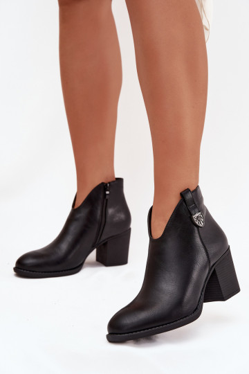 Warm gefütterte Damen-Stiefeletten aus schwarzem Eko-Leder Talienne
