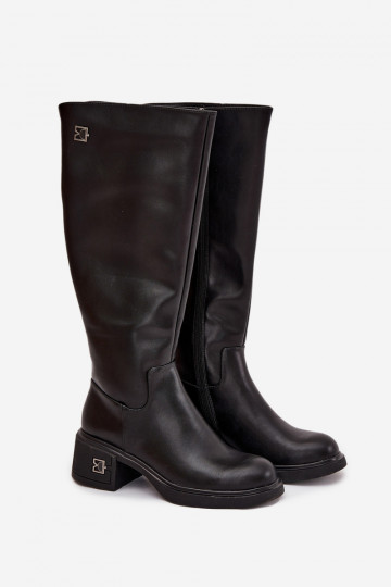 Haut Damenstiefel Auf niedrigem Absatz sich Zuarm laufen Vinceza 66823 schZuarze Farbe
