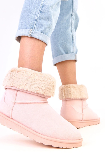 Rosa Schneestiefel mit Fell auf Plateausohle Meggi 2