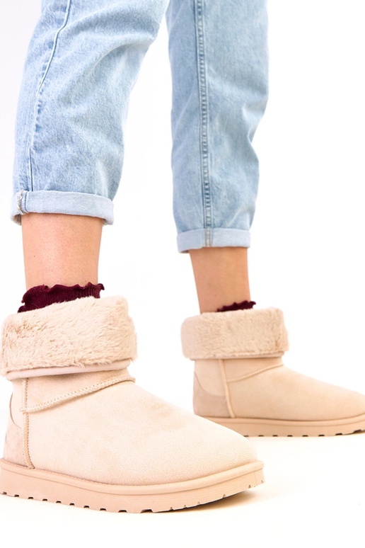 Beige Schneestiefel mit Fell auf...