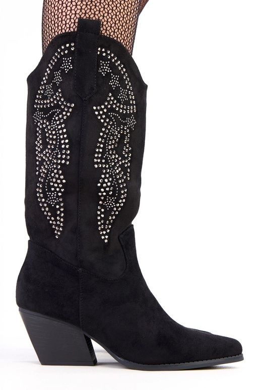 Schwarze Cowboy-Stiefel mit niedrigem...