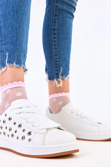 Weiße Sneakers mit Plattform und Nieten Adelis