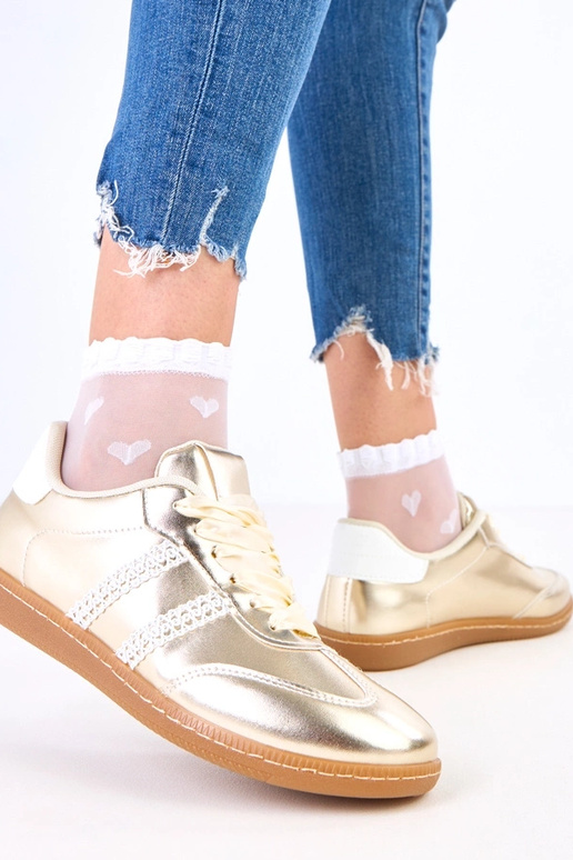 Goldene Damen-Sneakers mit...