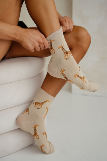 Socken Feminin IN Żyrafy Beige
