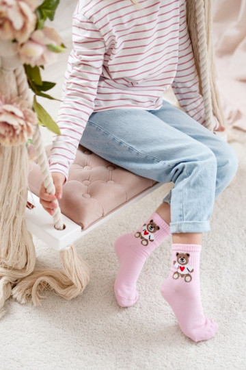 Kinder rosa Socken „Bärchen"
