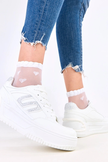 Weiße Plateau-Sneaker mit...