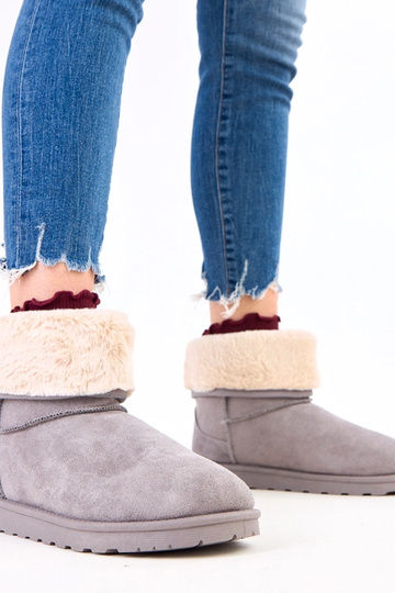 Graue Schneestiefel mit Fell auf Plattform Meggi
