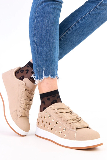 Braune Sneakers auf Plattform mit Nieten Adelis