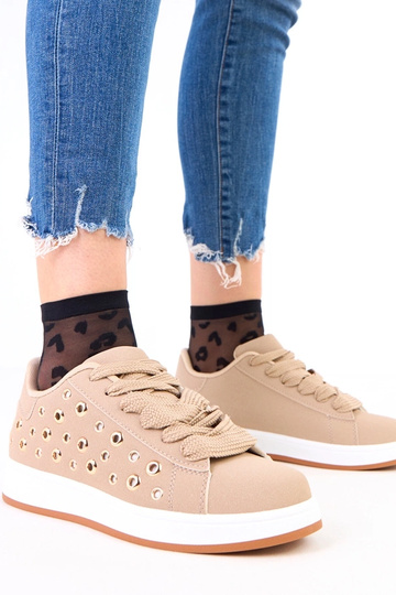 Braune Sneakers auf Plattform mit Nieten Adelis 2