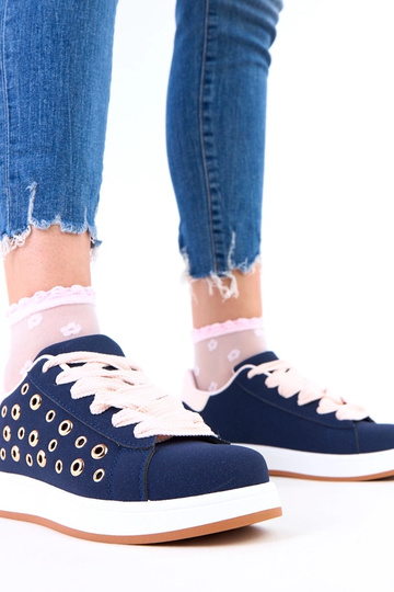 Dunkelblaue Sneakers auf Plattform mit Nieten Adelis