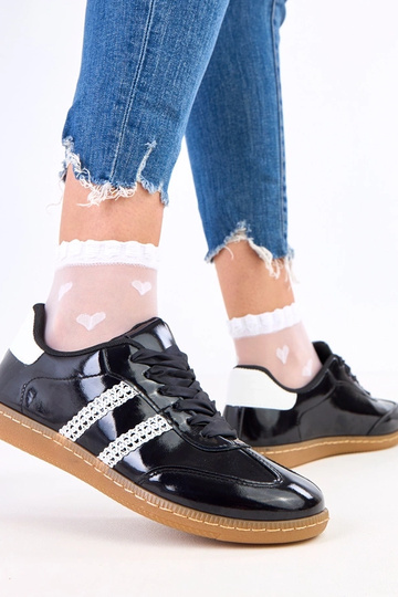 Schwarze Damen-Sneakers mit satinierten Schnürsenkeln Madres