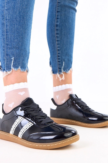 Schwarze Damen-Sneakers mit satinierten Schnürsenkeln Madres 2