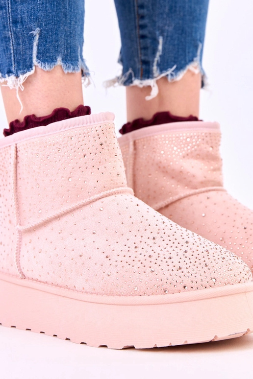 Rosa Schneestiefel mit Zirkonia auf...