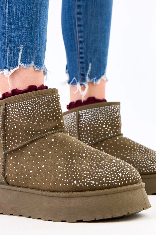 Grüne Schneestiefel mit Zirkonia auf...