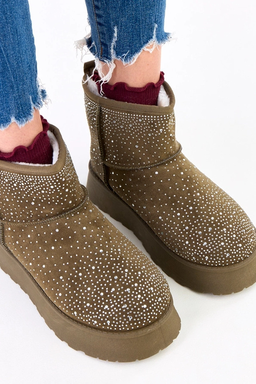 Grüne Schneestiefel mit Zirkonia auf...