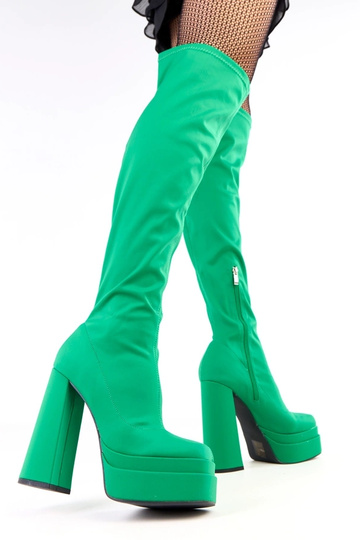 Grüne Overknee-Stiefel mit... 2