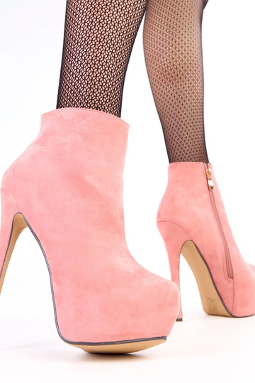 Rosa Wildleder-Stiefel mit...