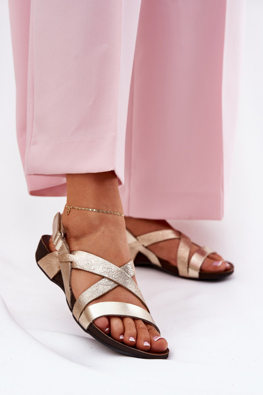 gleichschenklig Damensandalen Feminin Zazoo 40032 goldene Farbe