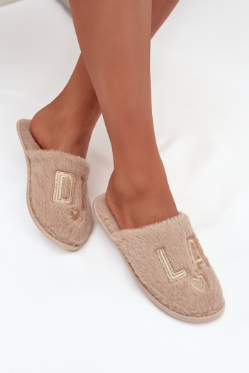 Hausschuhe Feminin mit Pelzmantel LADY Vinceza 19958 Beige 2
