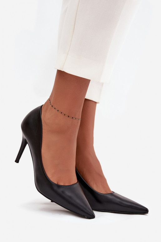 hochhackige Schuhe Feminin aus Öko-Leder schZuarze Farbe Sivana