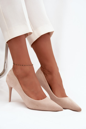 Damen-Pumps „Elvessa" aus Kunstvelours, sandfarbene Farbe