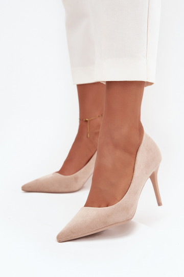 Damen-Pumps „Elvessa" aus Kunstvelours, sandfarbene Farbe 2