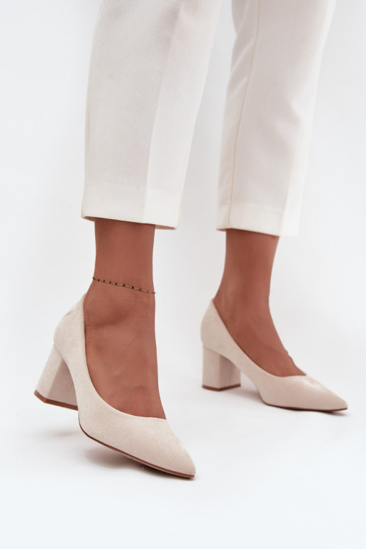 Schuhe Feminin Ze Szpiczastymi Noskami mit Absätzen Beige Pavira