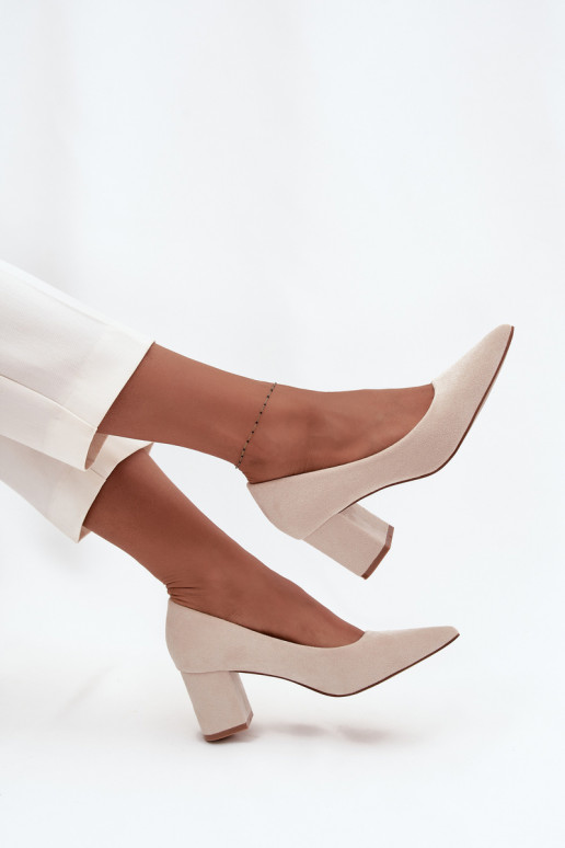 Schuhe Feminin Ze Szpiczastymi Noskami mit Absätzen Beige Pavira