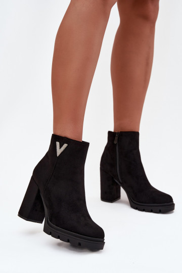 Damenstiefel sich Zuarm laufen mit Absätzen Mit Dekorationen Detalem schZuarze Farbe Briella