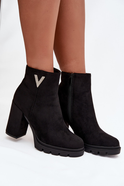 Damenstiefel sich Zuarm laufen mit Absätzen Mit Dekorationen Detalem schZuarze Farbe Briella