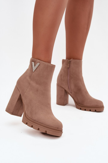 Damenstiefel sich Zuarm laufen mit Absätzen Mit Dekorationen Detalem Beige Briella