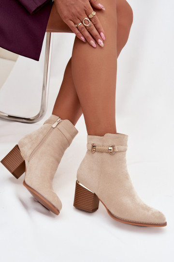 Damenstiefel sich Zuarm laufen mit Absätzen mit verzierten Absätzen Beige Galissa