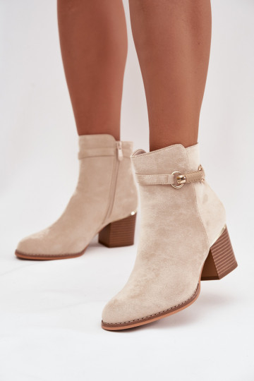 Damenstiefel sich Zuarm laufen mit Absätzen mit verzierten Absätzen Beige Galissa 2