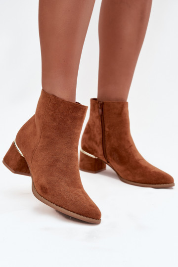 Damenstiefel mit Absätzen Ze goldene Farbem Element sich Zuarm laufen braune Farbe Nolessa