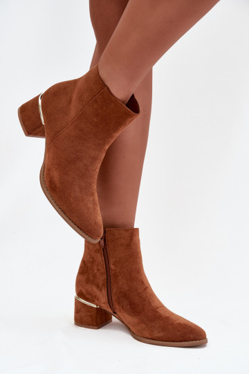 Damenstiefel mit Absätzen Ze goldene Farbem Element sich Zuarm laufen braune Farbe Nolessa 2