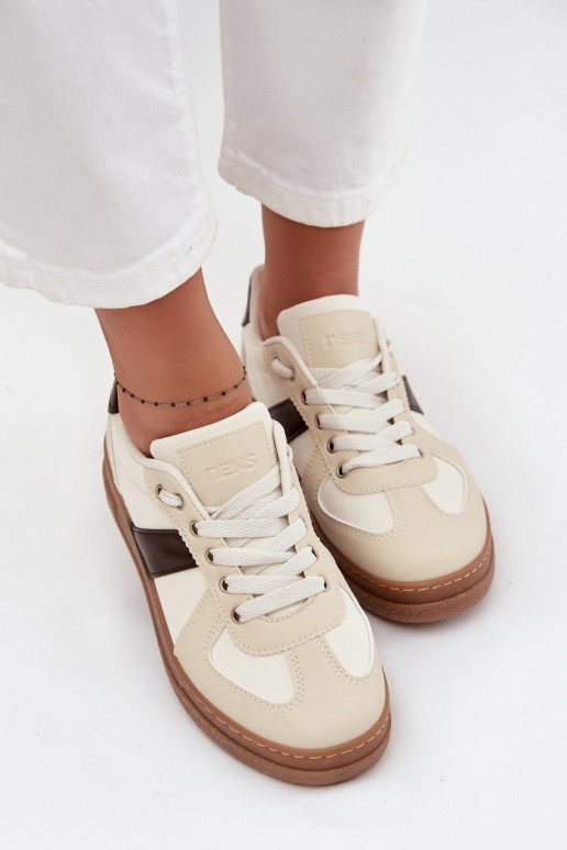 Sneakers Stilvollllschuhe Feminin mit einer Plattform Beige Galivina