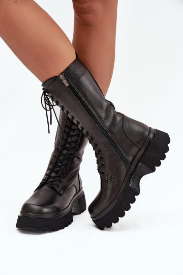 Haut Stiefel sich Zuarm laufen mit einer Plattform Artiker 57C2282 schZuarze Farbe