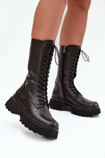 Haut Stiefel sich Zuarm laufen mit einer Plattform Artiker 57C2282 schZuarze Farbe 2