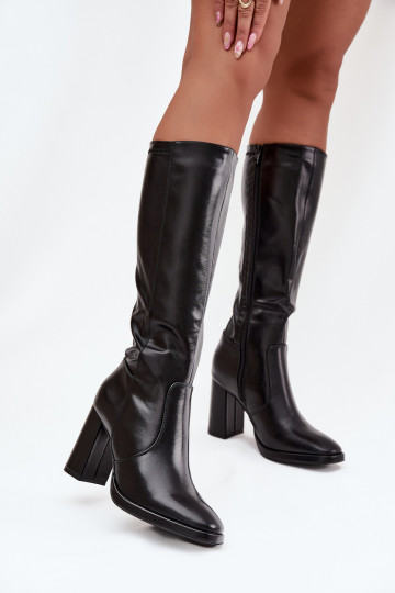 Damenstiefel mit Absätzen aus Öko-Leder sich Zuarm laufen schZuarze Farbe Lyvella 2