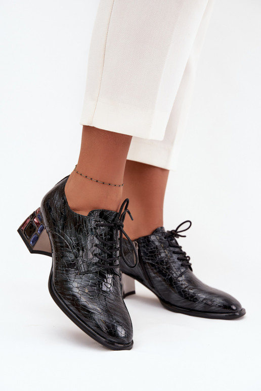 Lackierte Stiefeletten aus echtem Leder Feminin mit Absätzen mit leuchtenden Augen Artiker 57C0072 graue Farbe