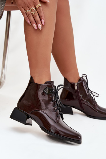 Haut mit Lackeffekt Damenstiefel Klocke Artiker 57C1119 Burgund