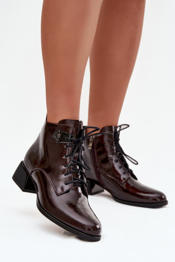 Haut mit Lackeffekt Damenstiefel Klocke Artiker 57C1119 Burgund 2