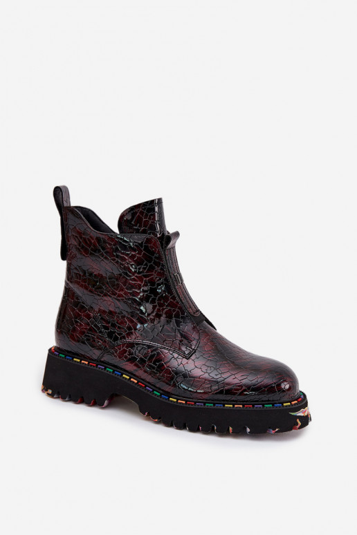 mit Lackeffekt DamenstiefelErmöglichtturalnej Skóry sich Zuarm laufen Artiker 57C0165 Burgund