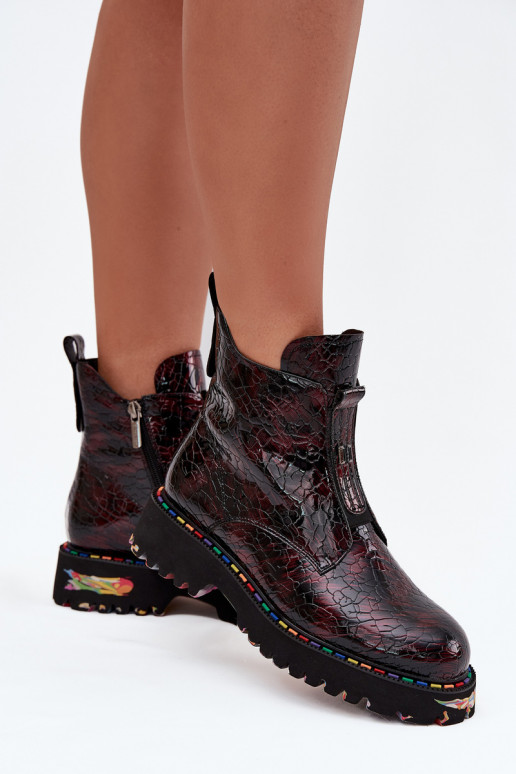 mit Lackeffekt DamenstiefelErmöglichtturalnej Skóry sich Zuarm laufen Artiker 57C0165 Burgund