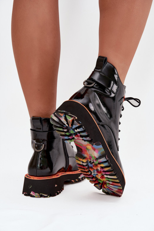 Damenstiefelmit Lackeffektj Skóry Ermöglichtturalnej sich Zuarm laufen Artiker 57C0061 schZuarze Farbe