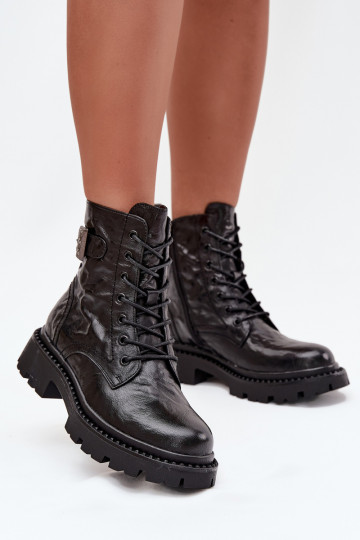 Haut Damenstiefel Mit INirkung Es mussrszczenia I mit Schnallen Artiker 57C1008 schZuarze Farbe 2