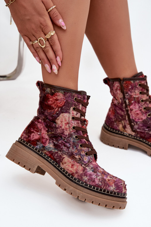 Gemustert Damenstiefel sich Zuarm laufen Artiker 57C1055 Burgund